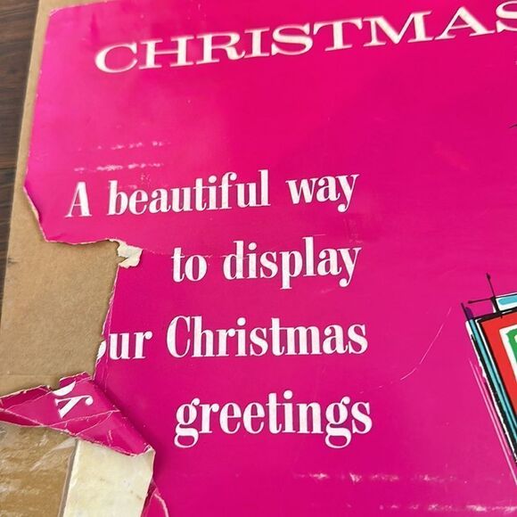 Vintage Mid Century gold Christmas Card Tree in Original box - Picture 7 of 10